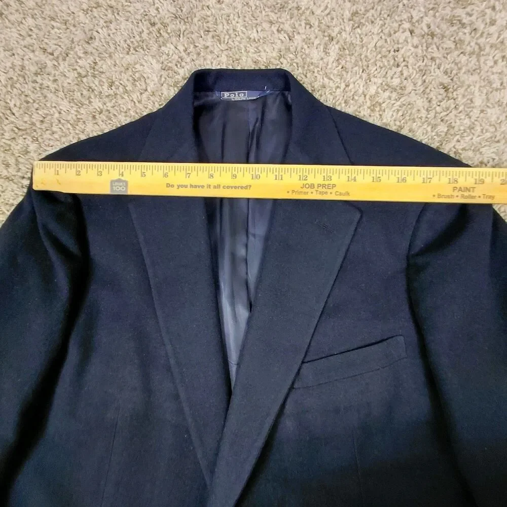 Vintage Polo Ralph Lauren Blazer Mens 42L Navy Blue Wool Gold Buttons Two Button